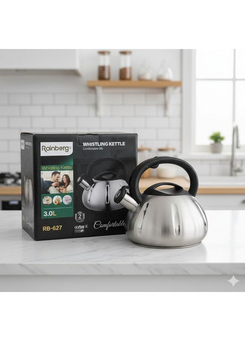 Чайник из нержавейки RB-627 3 л со свистком Rainberg (369608952)
