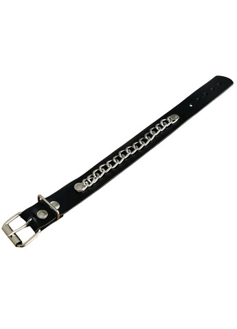 Шкіряний браслет на руку Chain з ланцюжком на пряжці чорний, натуральна шкіра, 20 мм No Brand (334702037)