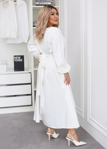 Молочна святковий, коктейльна, вечірня вечірня сукня максі з довгими рукавами з тіару кльош, дзвін, а-силует No Brand однотонна