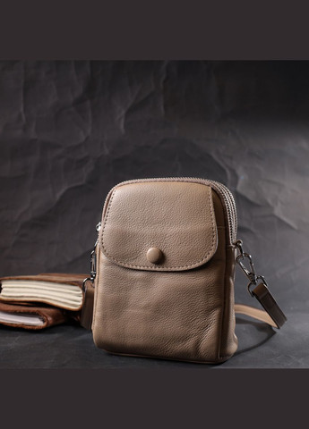 Вертикальная кожаная сумка Vintage на два отделения через плечо бежевый (sku_22400) No Brand (329853375)