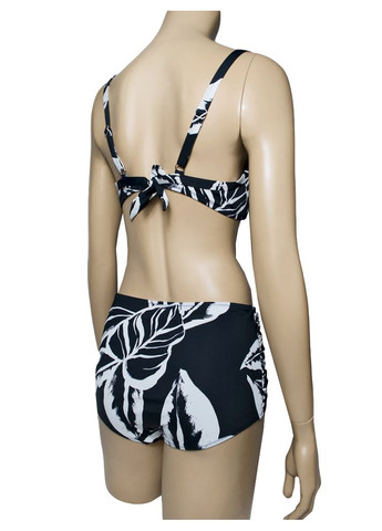 Черно-белый летний купальник с пуш ап, классическим бюстгальтером и закрытыми трусиками. модель 0241 арт.7801 раздельный Fuba.Vi