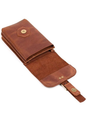 Сумка поясная на ремень мужская из натуральной кожи маленькая Коричневый 35078 TARWA (333300006)