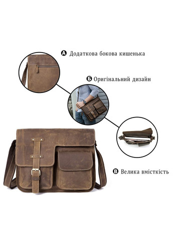 Чоловіча сумка через плече Vintage із натуральної шкіри з потертостями коричнева (sku_14697) No Brand (328922122)