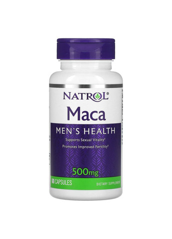 Maкa 500 мг Maca для мужского здоровья улучшает репродуктивные функции 60 капсул Natrol (277695208)