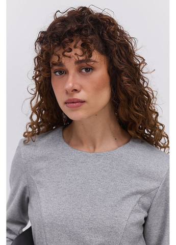 Серое короткое зимнее платье с рельефными швами Arjen