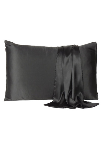 Атласна Чорна Двоспальна постільна білизна 180*210 GLOBAL.P (298289197)