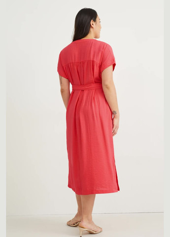 Красное кэжуал платье из вискозы C&A однотонное