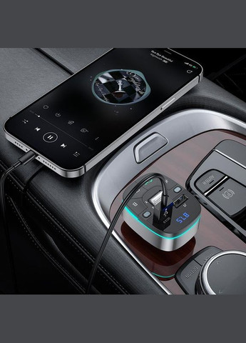 Адаптер автомобільний Crystal transparent car BT FM transmitter E71 сіро прозорий Hoco (280877038)