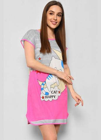Ночная рубашка женская серого цвета с рисунком Let's Shop (290839487)