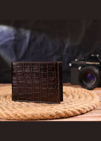 Небольшой мужской портмоне из натуральной фактурной кожи 21522 Коричневый Canpellini (331911126)