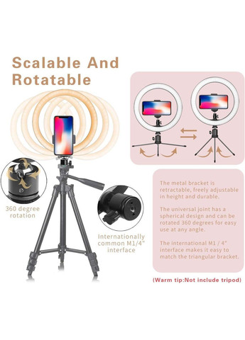 Кольцевая лампа со штативом и держателем телефона, светодиодный LED светильник для макияжа, трансляций, видео No Brand (353746159)