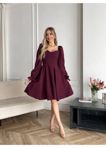 Бордовое классическое платье мини Fashion