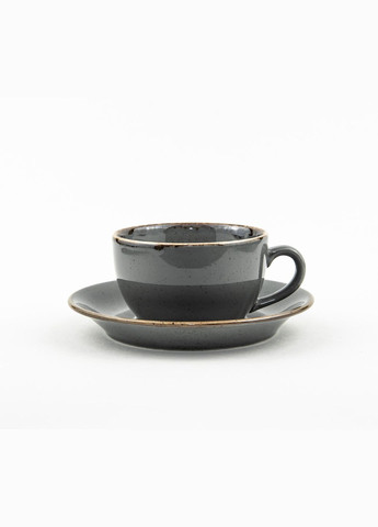 Набор кофейный чашка с блюдцем 16см Seasons Dark Grey 222105 207мл Темно серая кофейная чашка Porland (277949311)