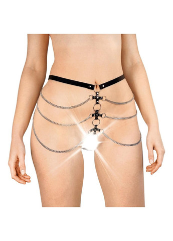 Сексуальні шкіряні трусики прикрашені ланцюгами — Cross, колір Чорний, розмір XS-M Art of Sex (292862857)