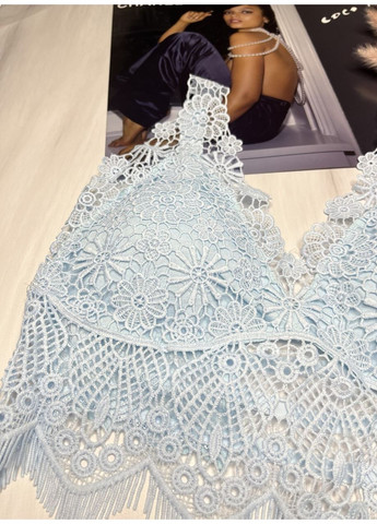 Блакитний топ топ мереживний Beisdanna без кісточок поліамід, еластан