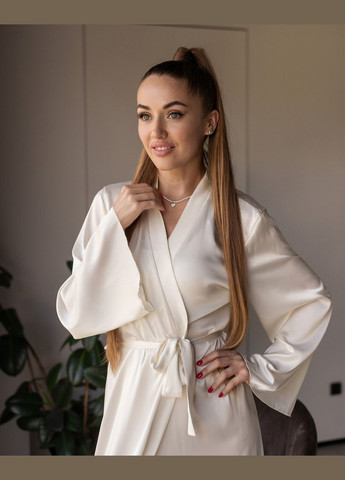 Халат женский длинный шелковый Шампань Maybel (302321141)