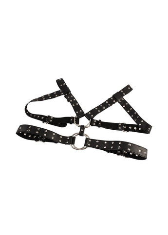 Портупея-бондаж BEHAVE! Luxury Fetish с декоративными заклепками, черная Chisa (338423234)