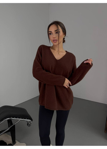 Коричневий демісезонний жіночий светр пуловер No Brand