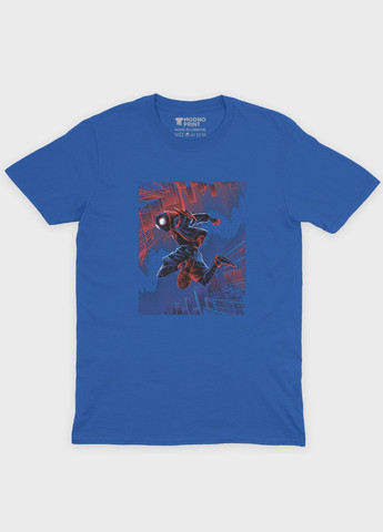 Синяя демисезонная футболка для девочки с принтом супергероя - человек-паук (ts001-1-grr-006-014-061-g) Modno