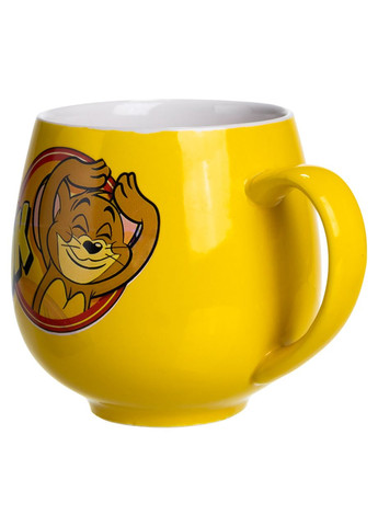 Святкова порцелянова чашка "Веселі Герої" 400 мл, Кружка дитяча із порцеляни на подарунок Жовта FM-13OK Yiwu (369654046)