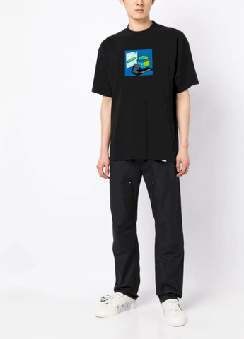 Чорна футболка oversize чоловіча чорна Trace of Space