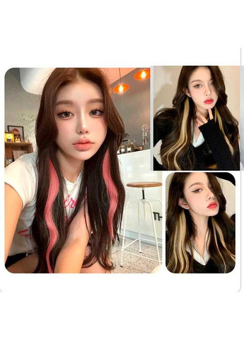 Цветная прядь волос на заколках 60 см черная Накладные волосы - (372734157)