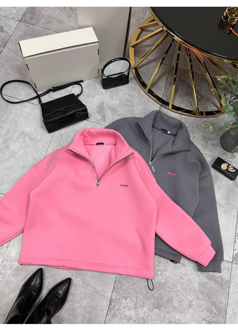 Худи женский оверсайз тепла с высоким горлом на змейке на осень JUGO STYLE H 348 (361146552)