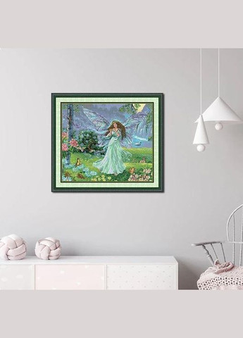 Набір для вишивання за нанесеною на канву схемою "Butterfly Fairy In Blue". AIDA 14CT printed, 49*43см Joy Sunday (313613540)
