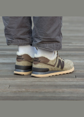 Хакі Зимовий кросівки зимові чоловічі і жіночі new balance 574 winter suede haki fur | нью беланс 574 хакі з хутром No Brand