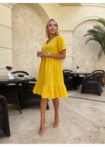 Желтое повседневный женское платье из муслина mn3002 розового цвета 00713 No Brand