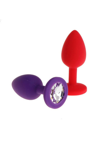 Силиконовая анальная пробка красная с кристаллом маленькая No Brand (302671050)