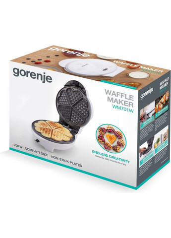 Мультимейкер WM701W 700Вт, вафельниця, 1 пластина, тефлон, корпус-пластик, Gorenje (361965667)