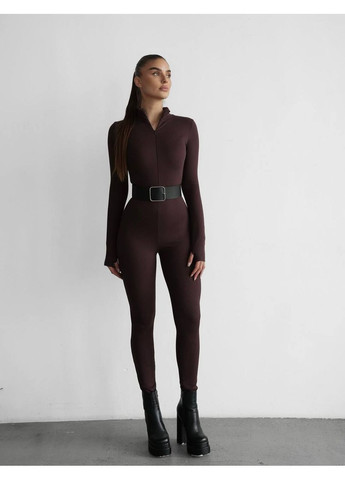 Комбінезон No Brand комбінезон-брюки однотонний коричневий кежуал, повсякденний біфлекс