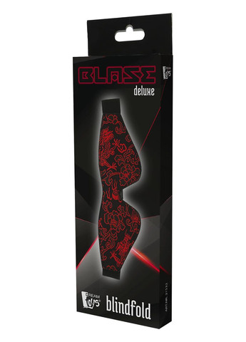 Маска на очі чорна Dream Тoys Blaze Deluxe Blindfold з червоним візерунком у вигляді вишивки Dream Toys (302496376)