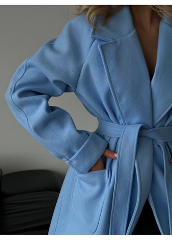 Голубое демисезонное Женское кашемировое пальто однобортное Avanti