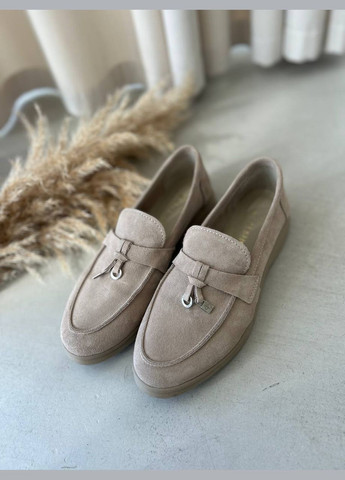 No Brand Стильные женские лоферы лоферы бежевый з натуральная замша, — демисезон (301279443)