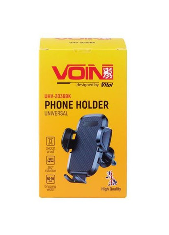 Тримач мобільного телефону UHV-2036BK (50-95мм) на дефлектор VOIN (362607545)