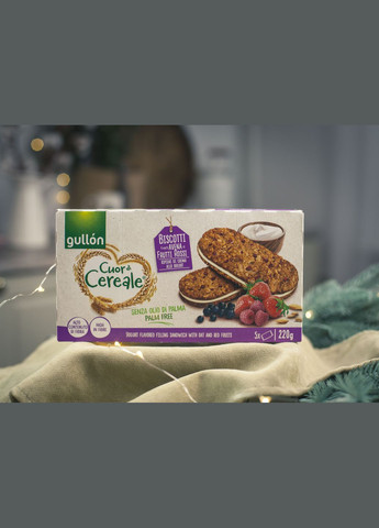 Печиво-сендвіч з йогуртовою начинкою без пальмової олії Cuor di Cereale 220g. Іспанія Gullon (346049531)