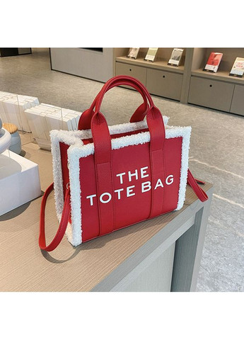 Женская меховая сумка 8896 кросс-боди с двумя ручками красная No Brand (366871928)