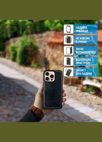 Кожаная накладка ExBacker для Apple iPhone 16 Pro Max Синяя кобра (78129) Stenk (316651318)