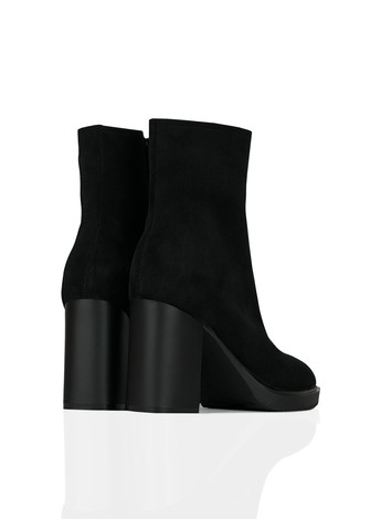 Осенние ботинки на каблуке осенние черные из натурального спилка-замши. KASANDRA из натуральной замши