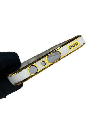 Чохол для Galaxy A24 (SM-A245F) з кільцем MagSafe із золотою окантовкою на самсунг а24 білий gs1 Samsung (366235020)