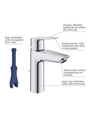 QuickFix Start Одноважільний змішувач для раковини M-Size (23552002) Grohe (360403436)