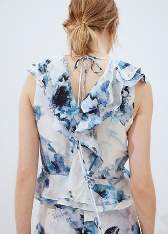 Белое праздничный платье H&M с цветочным принтом