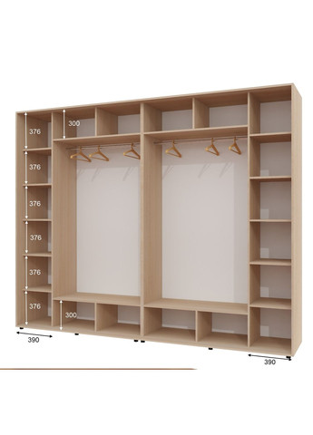 Шафа-купе чотиридверна 300*60*240 Дуб молочний 2 Дзеркала з піскострумним малюнком/2 Дзеркала Алекса (360473979)