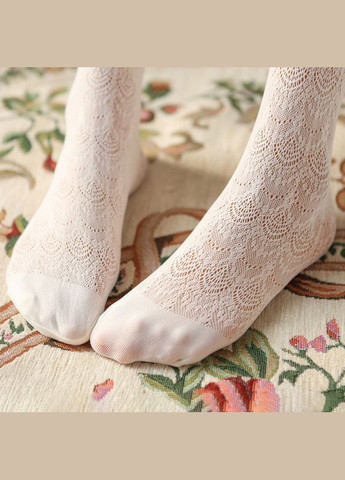 Колготки мереживні вінтажні молочні No Brand (315401566)