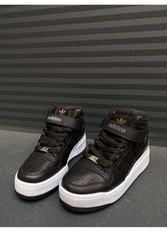 КРОССОВКИ ЖЕНСКИЕ ADIDAS FORUM HIGH BLACK WHITE АДИДАС ФОРУМ No Brand чёрные демисезоны (367174503)