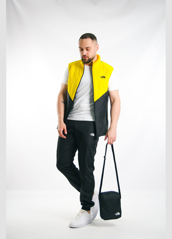 Жовтий демісезонний комплект чоловічий "clip": жилетка жовто-чорна + футболка біла + штани "president" чорні. барсетка у подарунок! No Brand