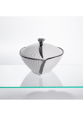 Супниця порцелянова з кришкою 800 мл з рельєфним візерунком, срібло Yiwu (366037332)