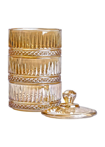 Конфетка трехуровневая с крышкой ребристая стеклянная, коричневый Yiwu (325875908)